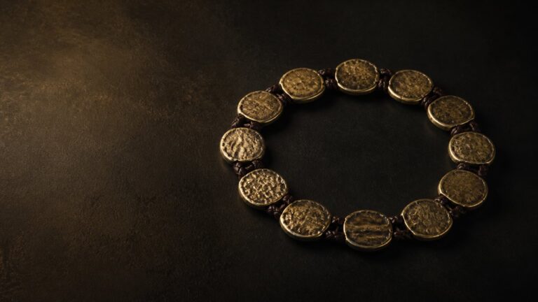 Twelve individually marked medallions bound together into one unbroken band